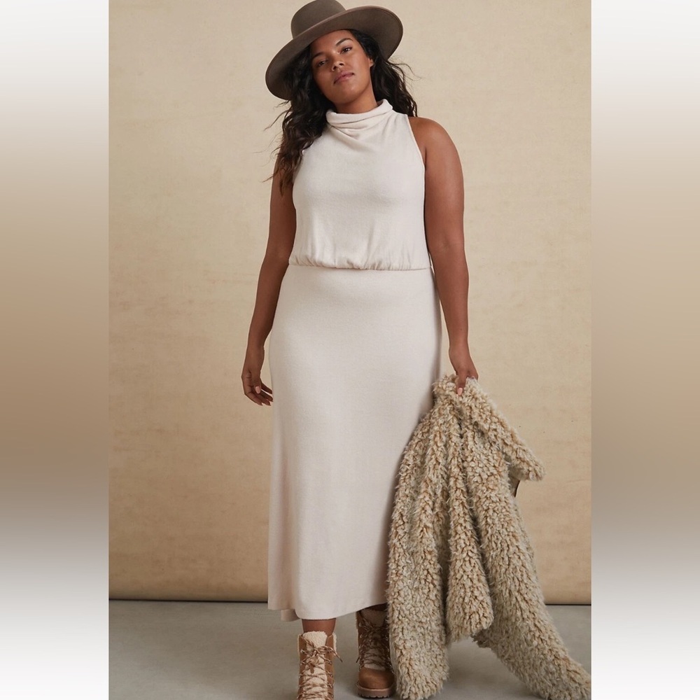 Anthropologie Lourdes Cream Maxi Sweater Dress Size XL
